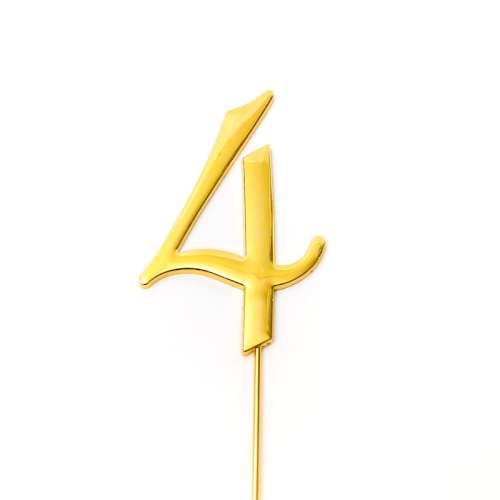 Gold Metal Number 4 Cake Topper - Click Image to Close